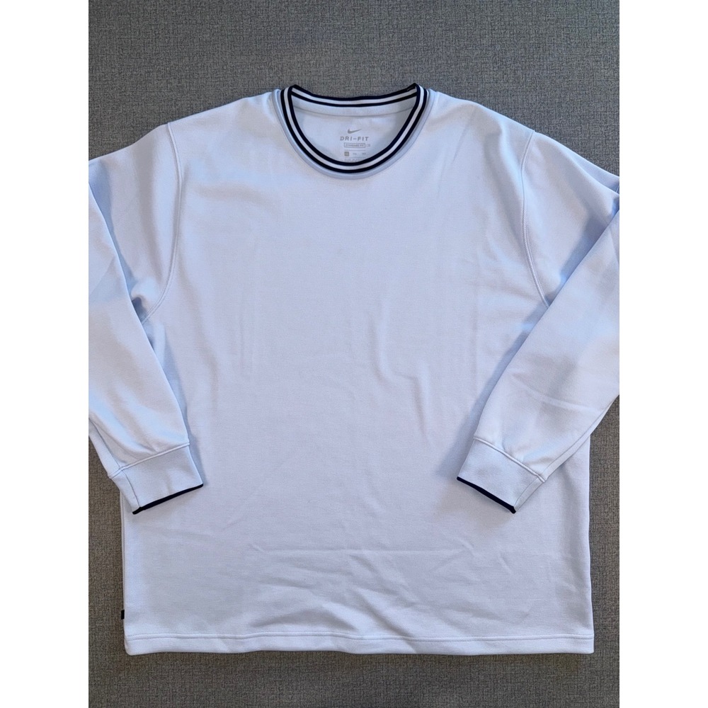 Nike Dri-FIT Mens 2XL Light Blue Long Sleeve Training Shirt Sweatshirt Golf Crew